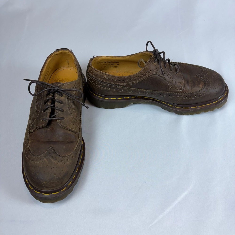 Dr. Martens 3989 Wingtip Brogues Made in England Brown Leather Shoes UK 6 US 7